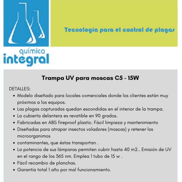 Trampa UV para moscas C5 - 15W - Imagen 2